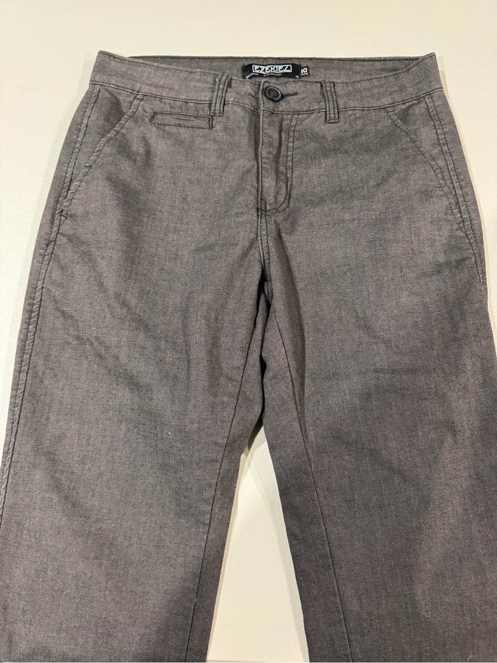 Ezekiel Charcoal Gray Casual Pants with Button Waist
